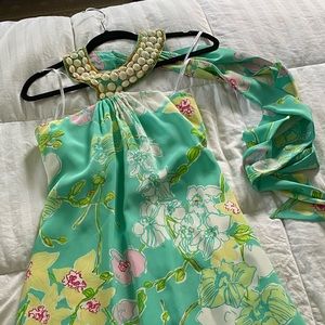 stunning summer evening gown embellished + corset